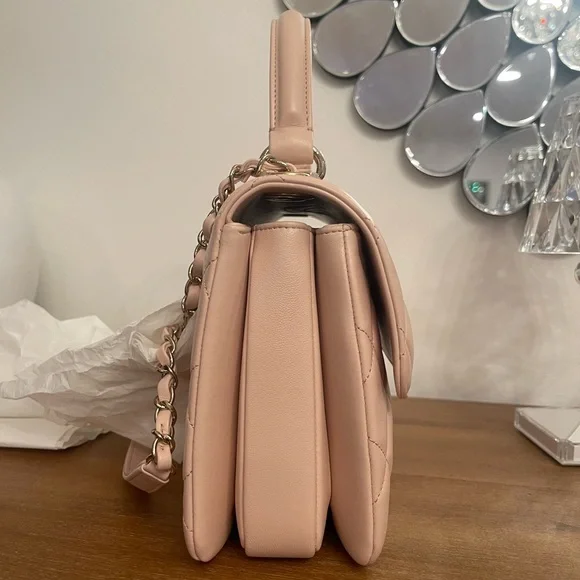 CHANEL Lambskin Quilted Trendy CC Dual Handle Flap Bag Beige - Picture 2 of 15